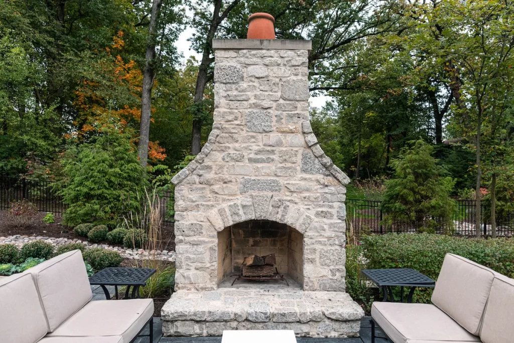 Fire pit in backyard living area